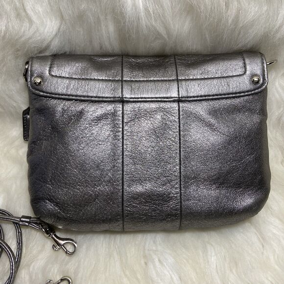 COACH Silver Metallic Leather Crossbody Y2K - Picture 2 of 11